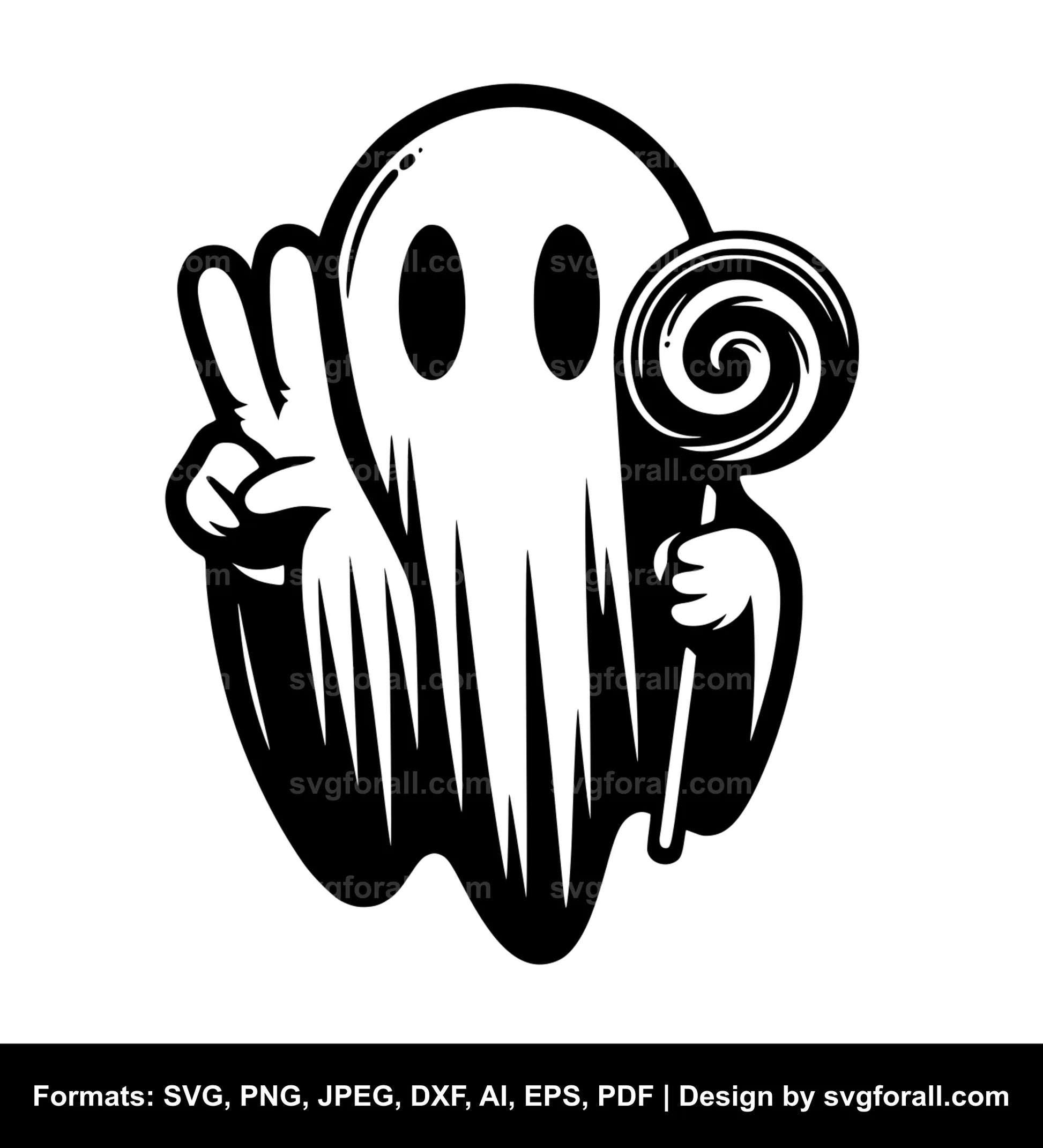 Ghost Holding Lollipop SVG PNG Image