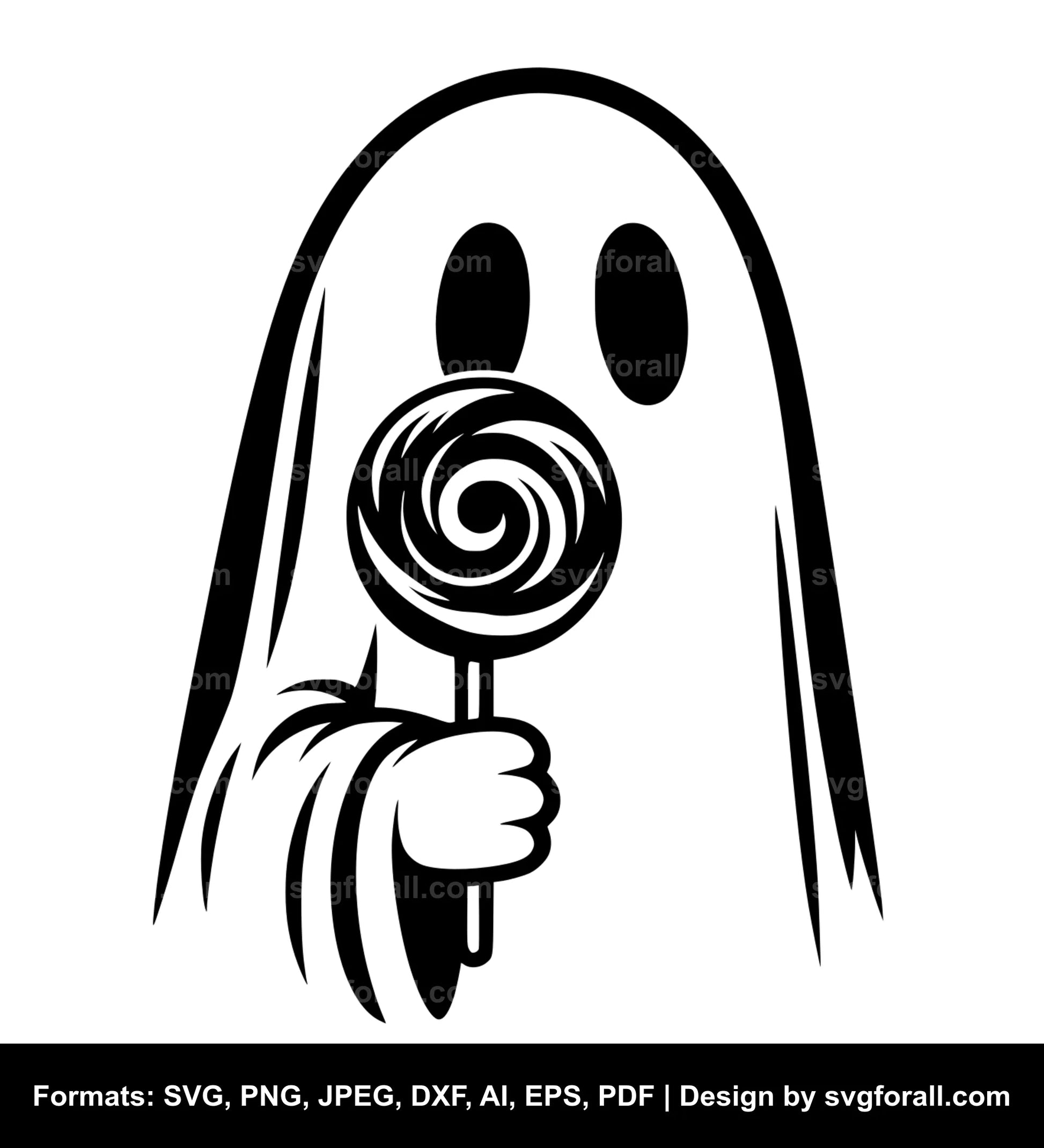 Ghost Holding Lollipop Vector SVG