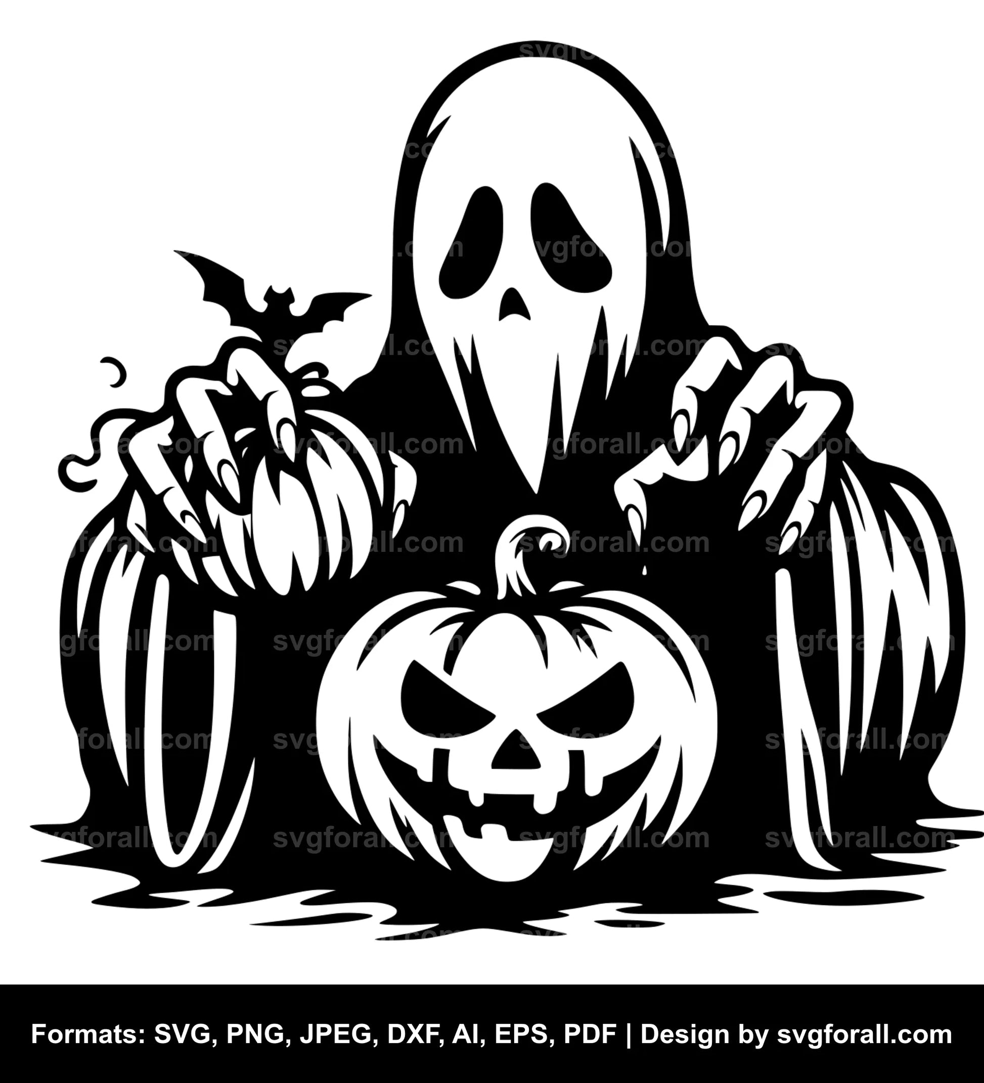 Ghost Holding Pumpkin Cricut SVG