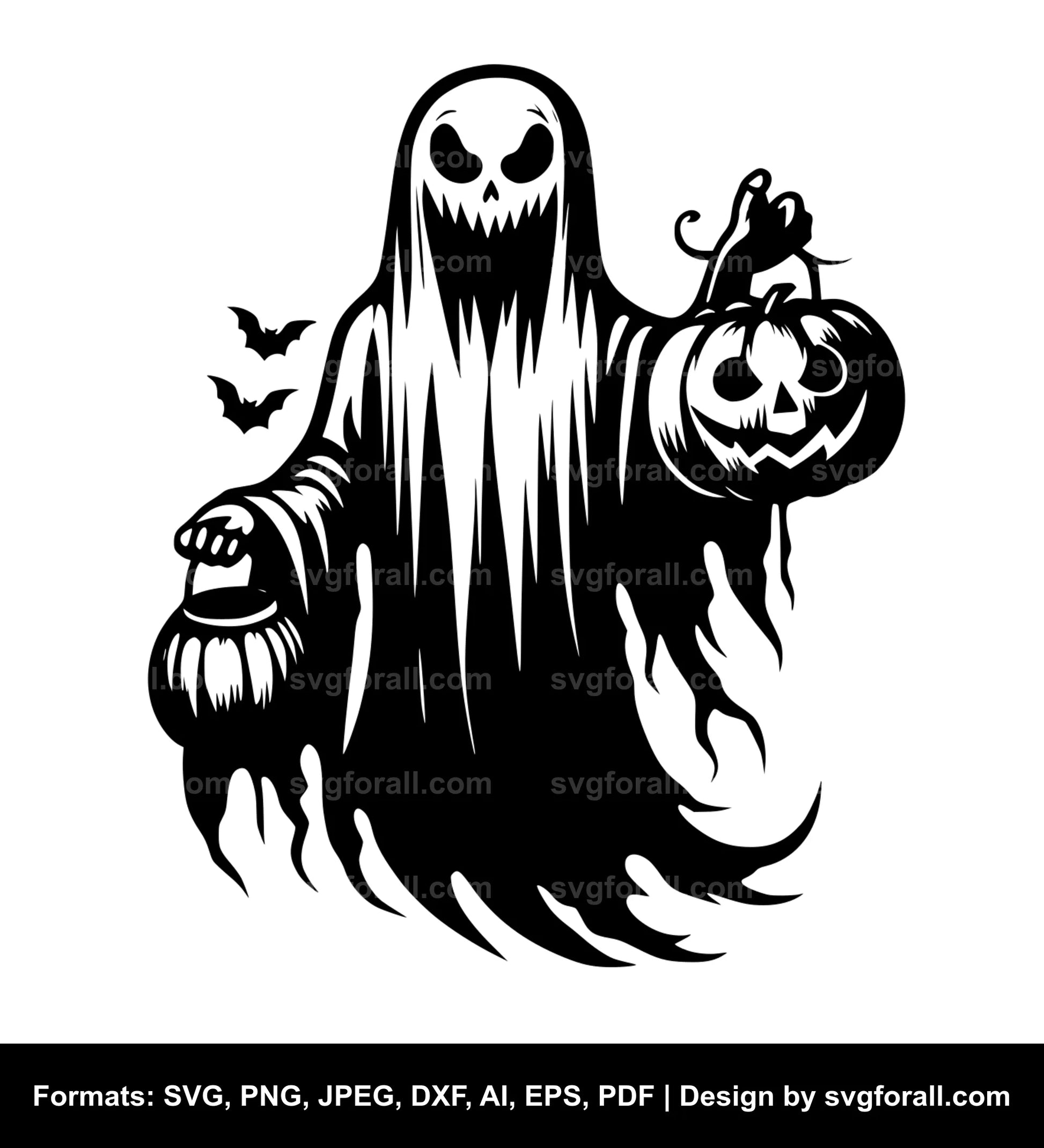 Ghost Holding Pumpkin SVG