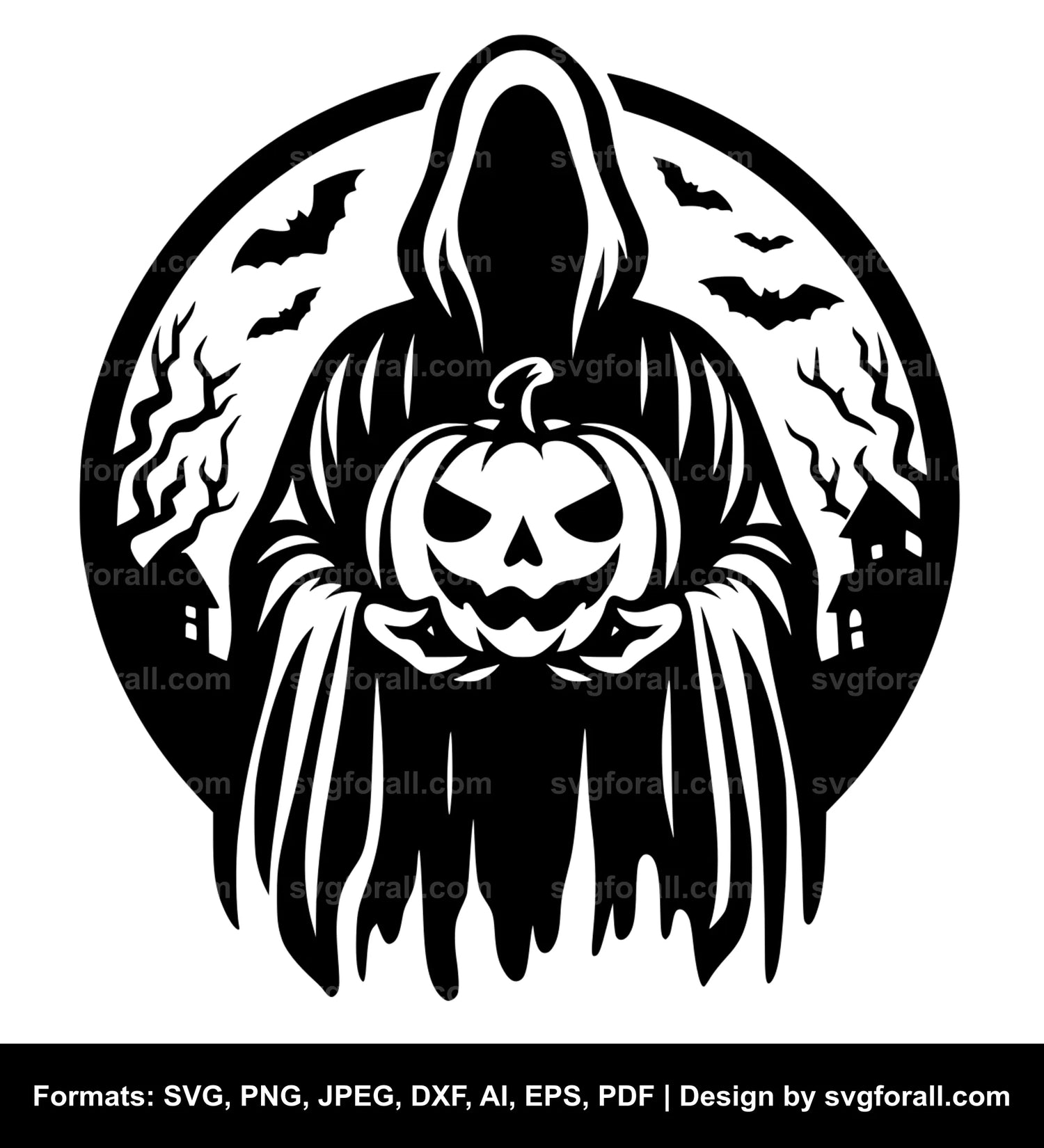 Ghost Holding Pumpkin SVG Download