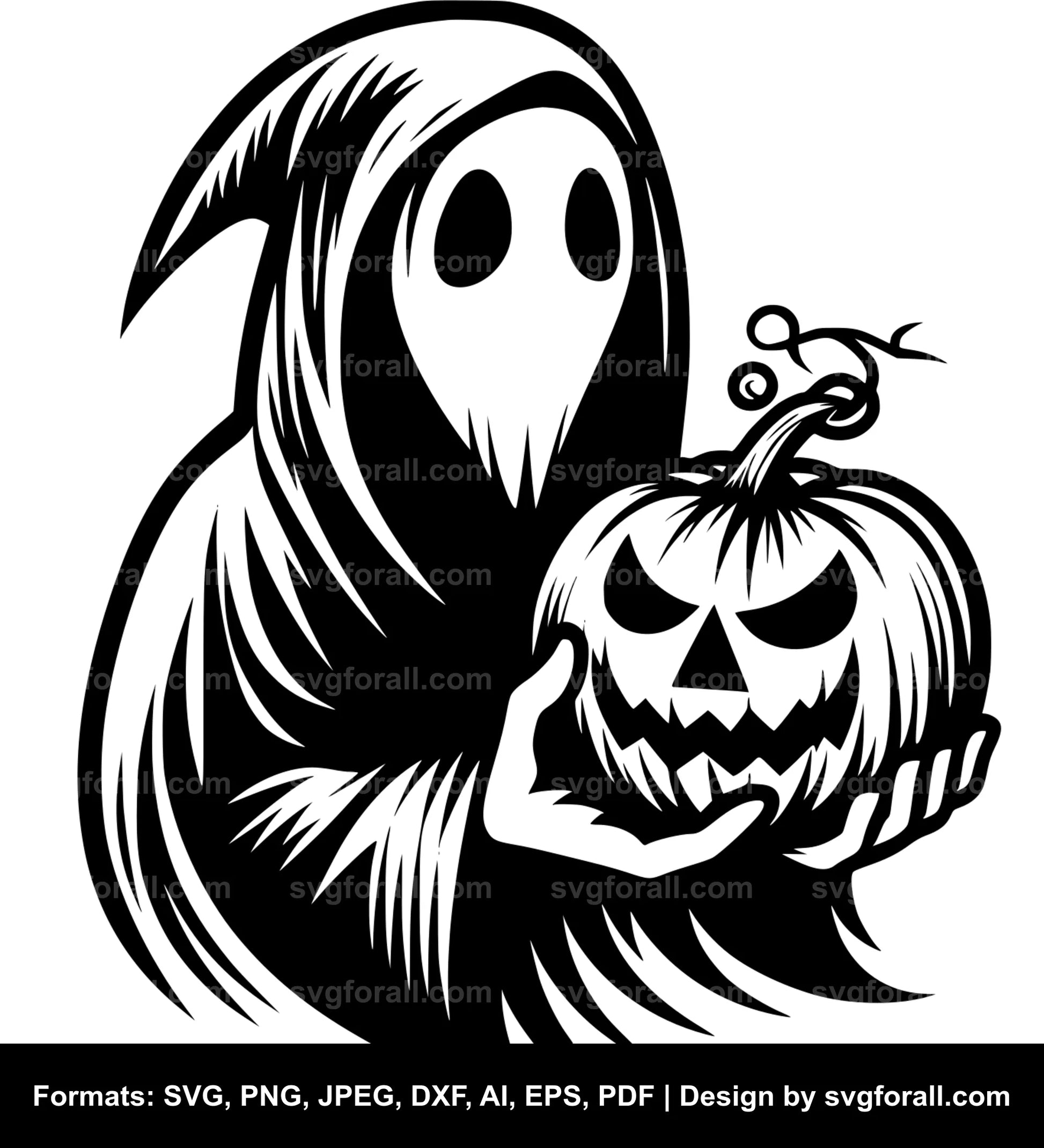 Ghost Holding Pumpkin SVG File