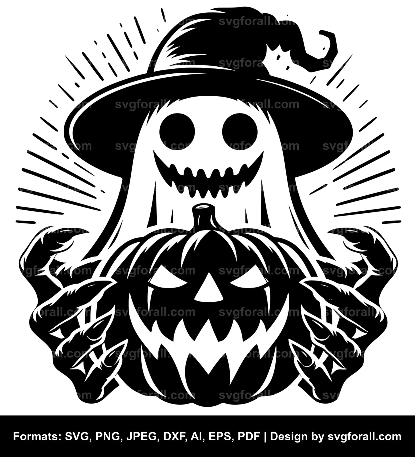 Ghost Holding Pumpkin SVG Vector