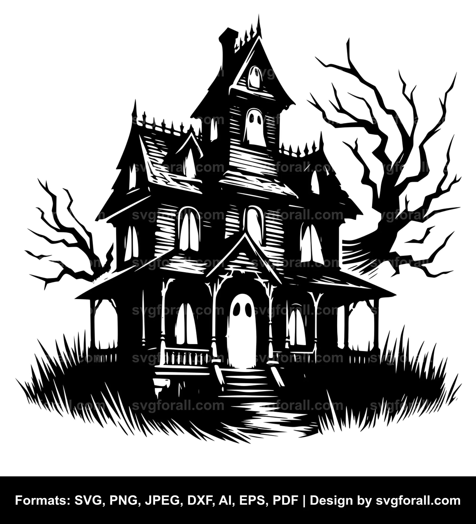 Ghost House SVG Vector