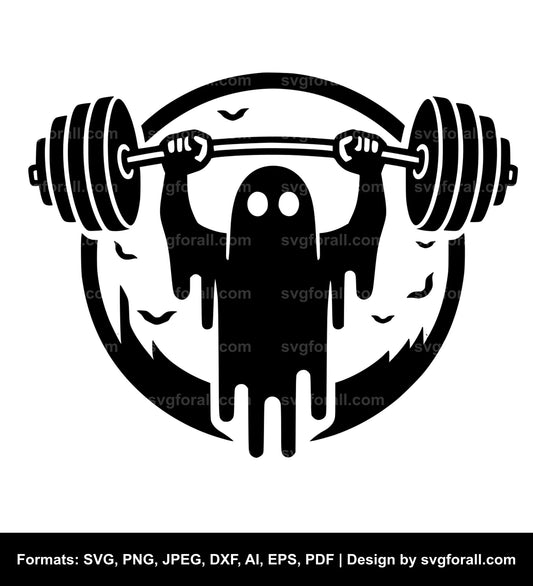 Ghost Lifting Weights Black SVG