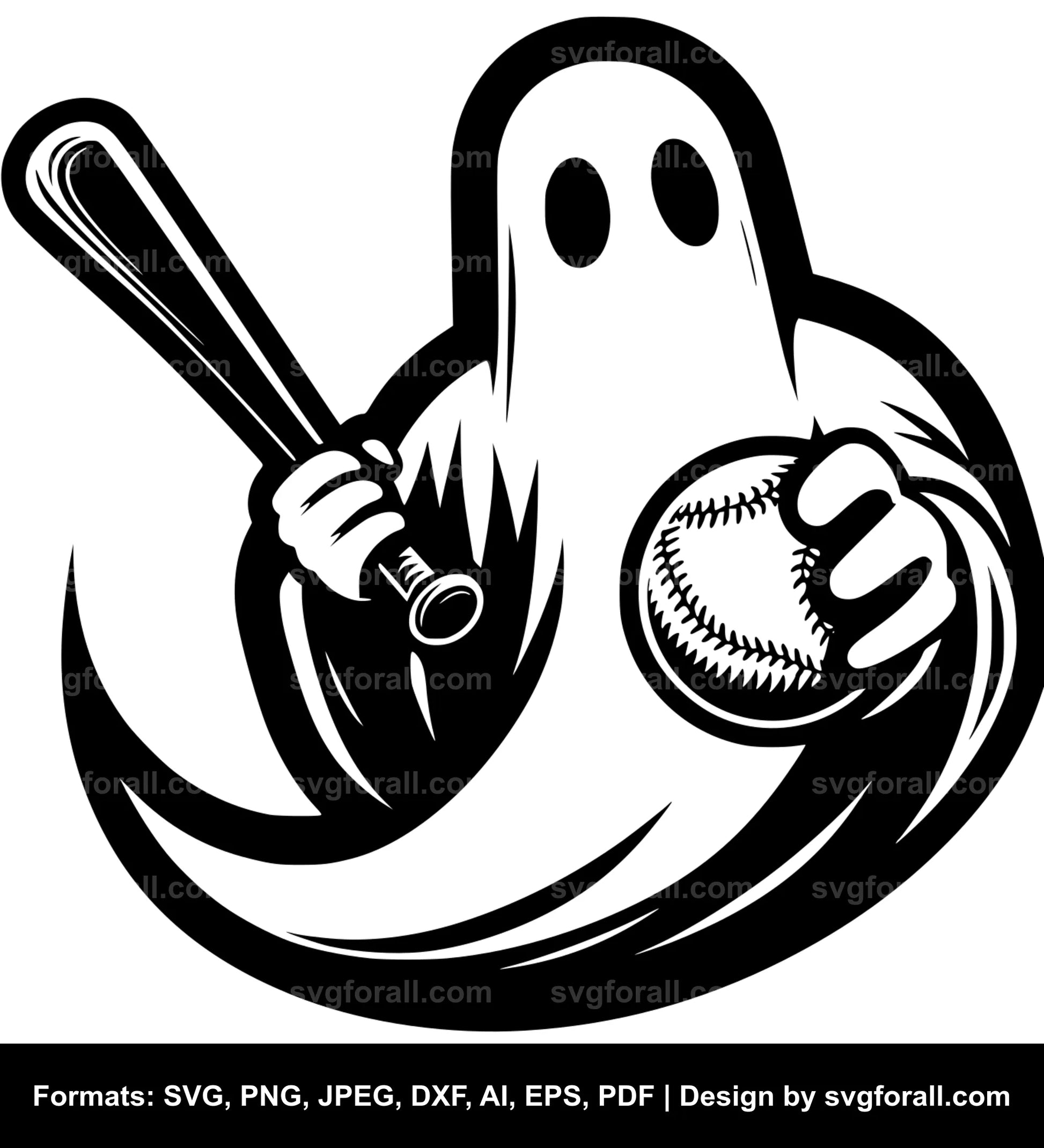 Ghost Playing Baseball SVG File