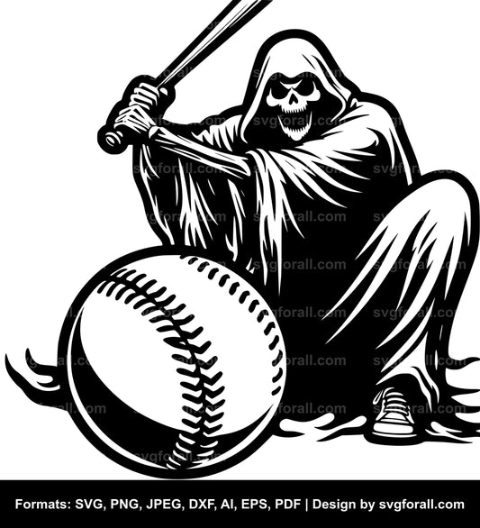 Ghost Playing Baseball SVG PNG