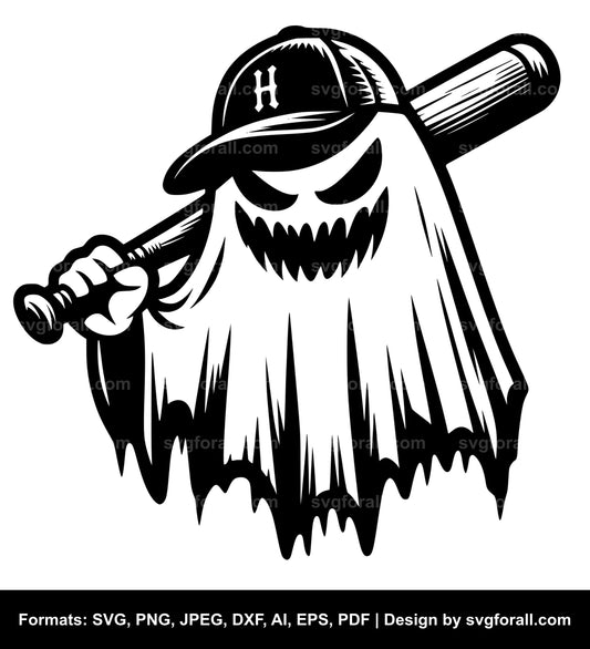 Ghost With Baseball Bat SVG