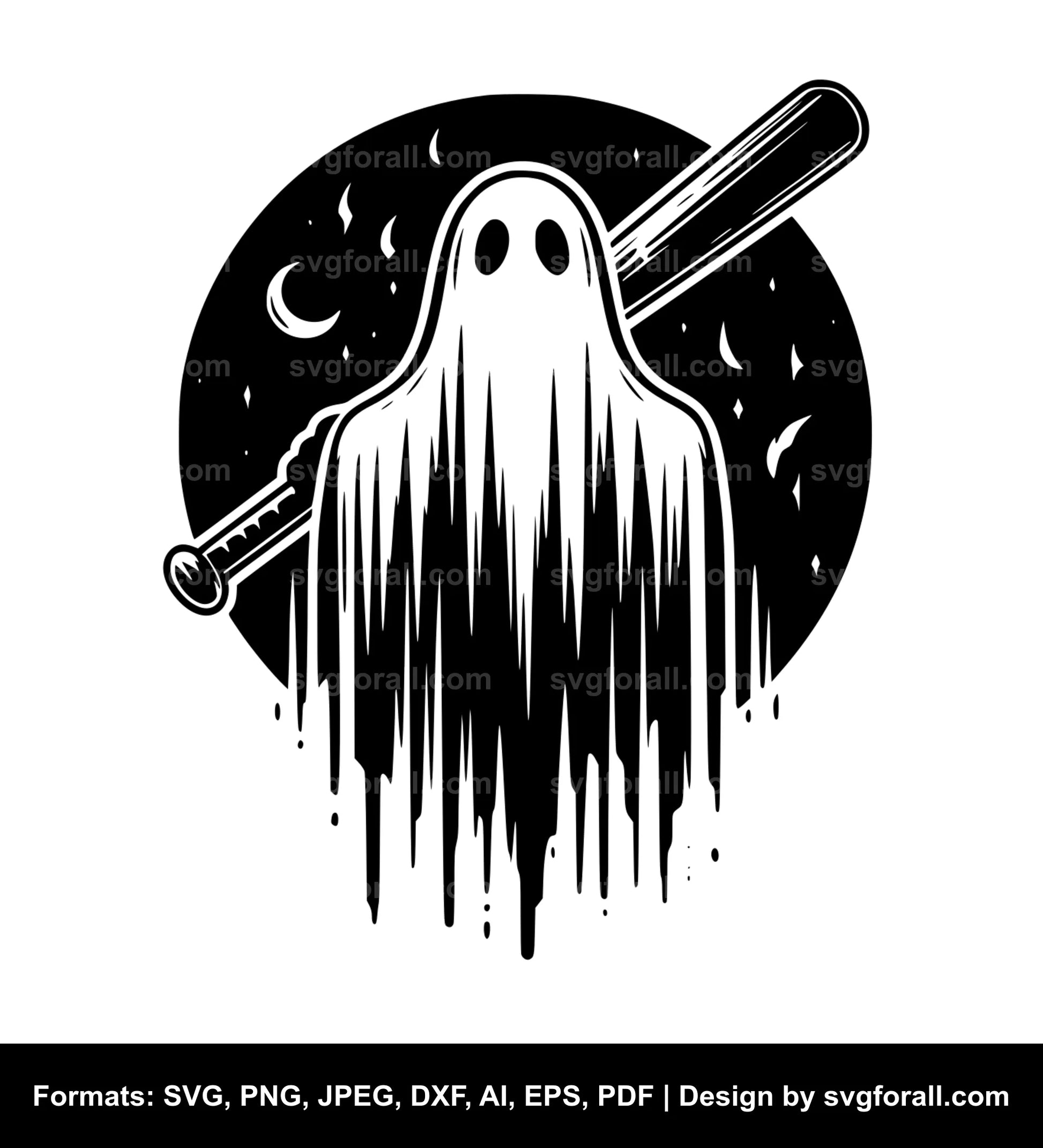 Ghost With Baseball Bat SVG File