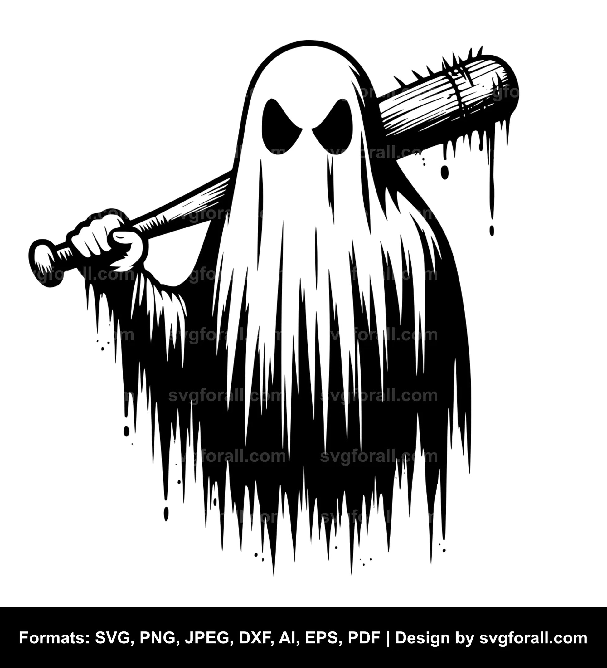 Ghost With Baseball Bat SVG PNG