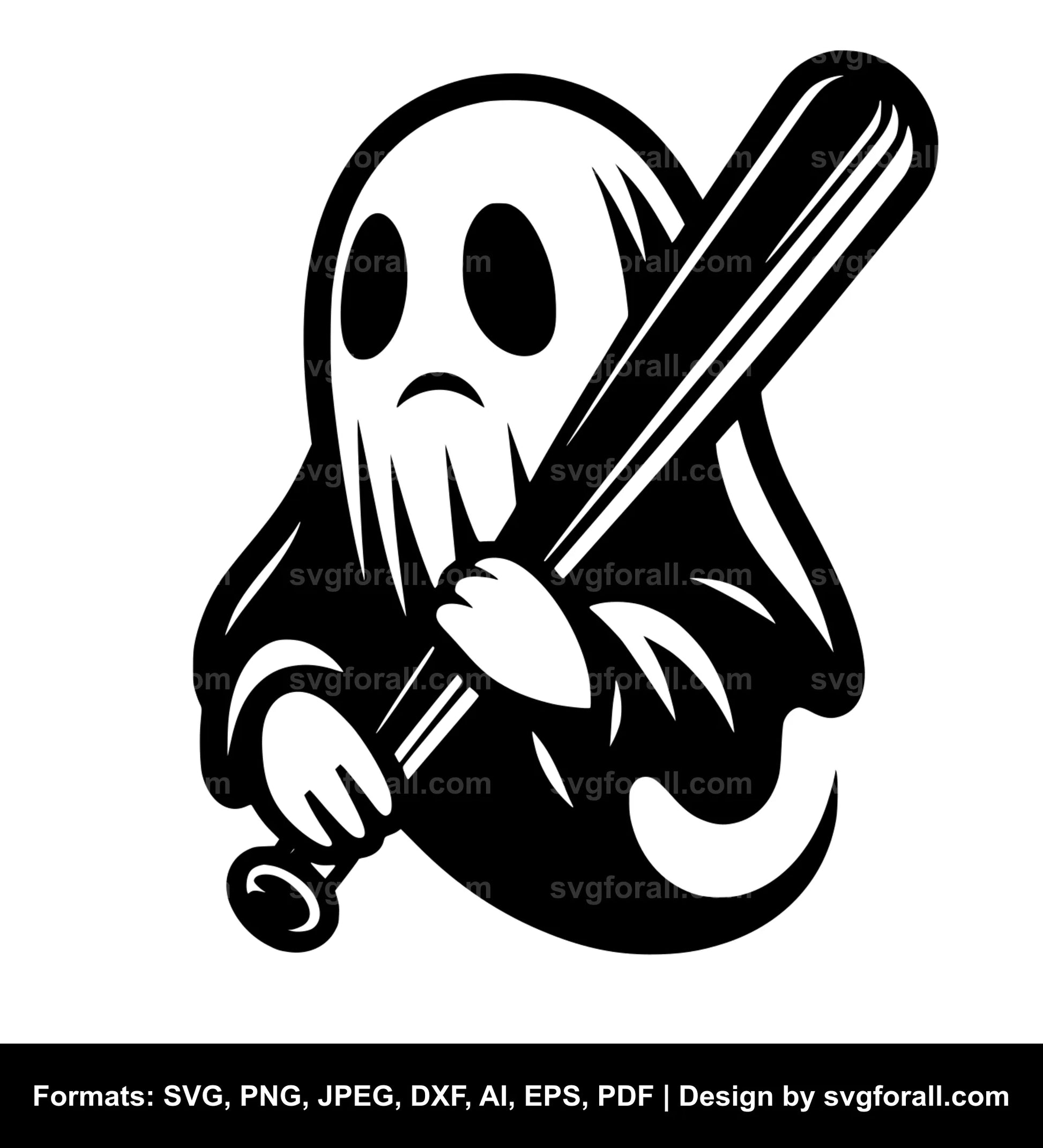 Ghost With Baseball Bat SVG Vector