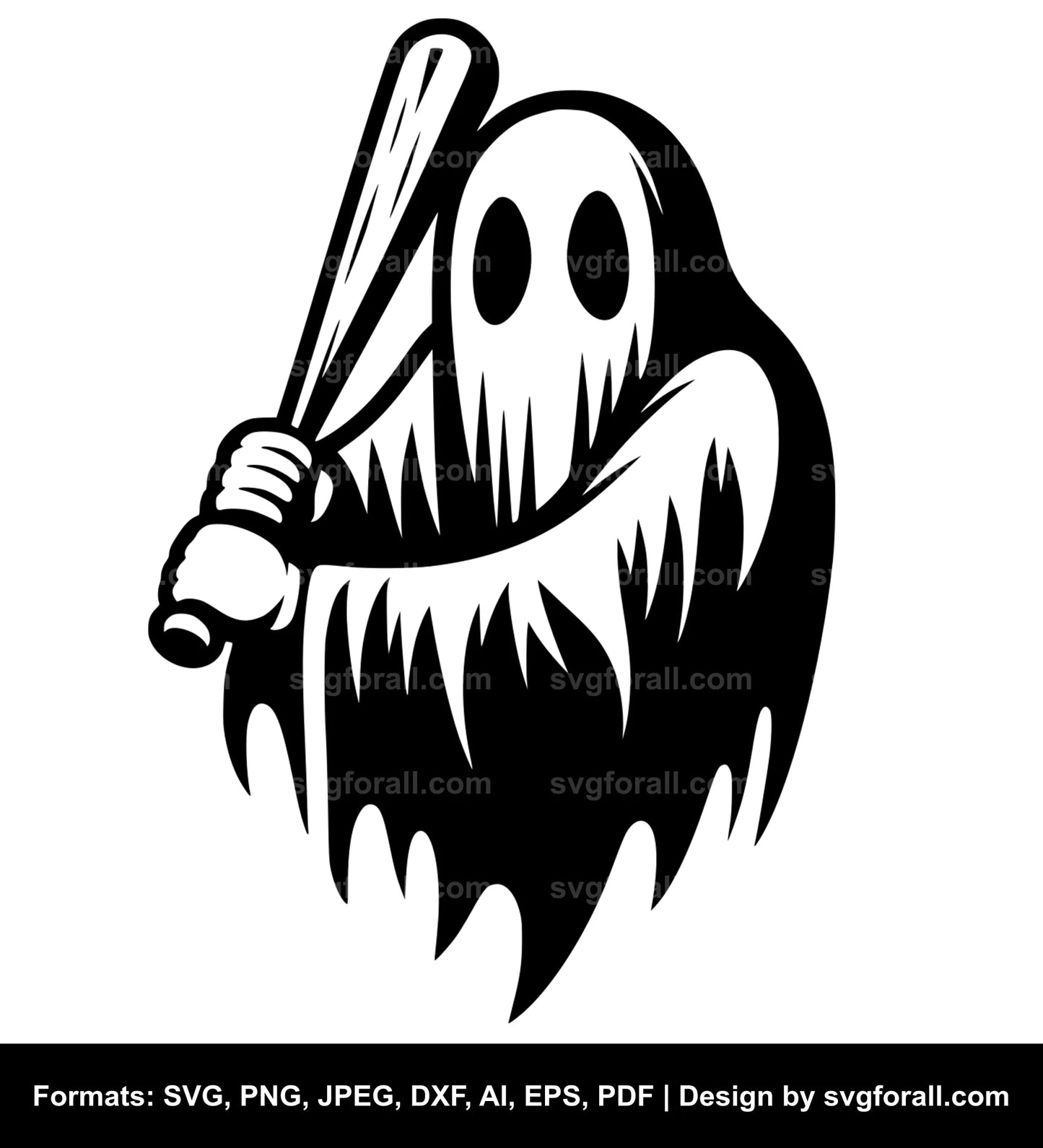 Ghost With Baseball Bat Vector SVG