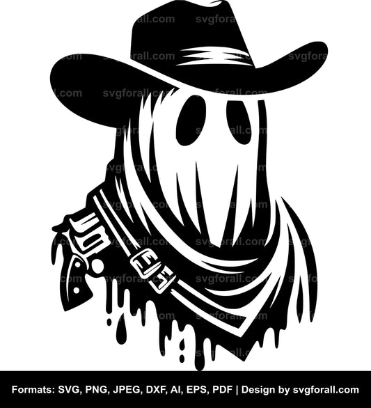 Ghost With Cowboy Hat SVG PNG