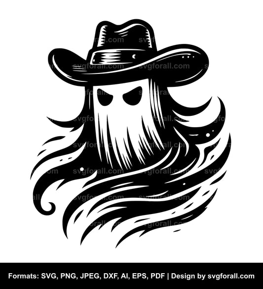 Ghost With Cowboy Hat SVG Vector