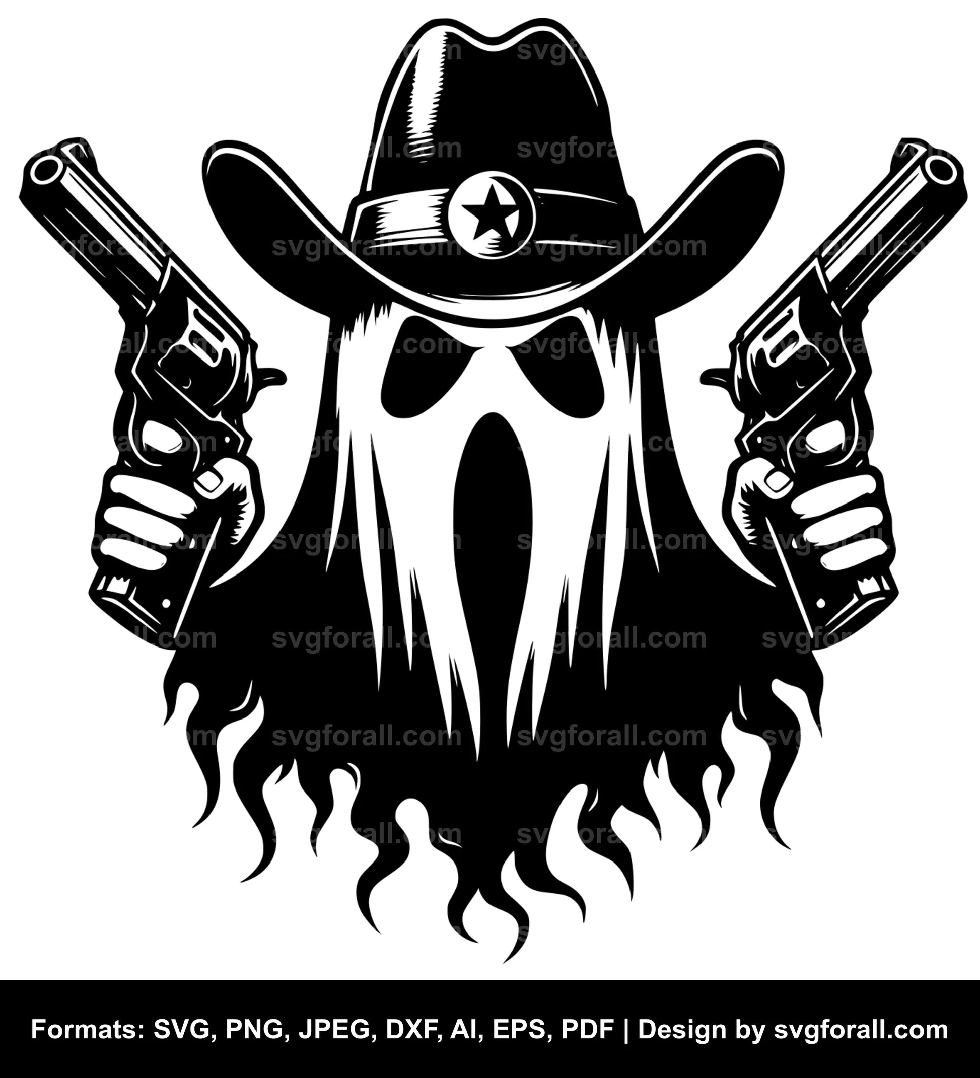 Ghost With Cowboy Hat Vector SVG