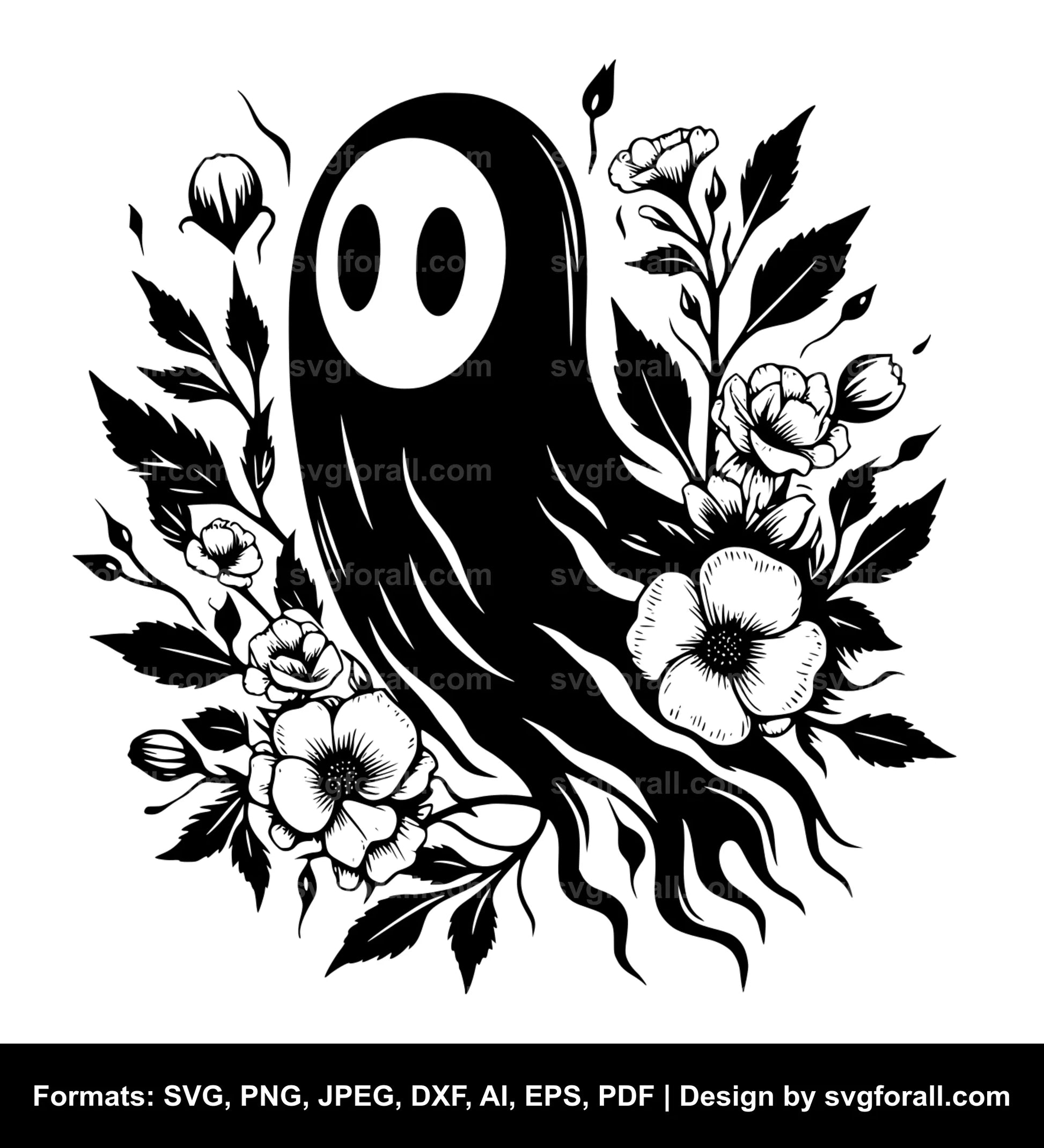 Ghost With Flowers Cricut SVG