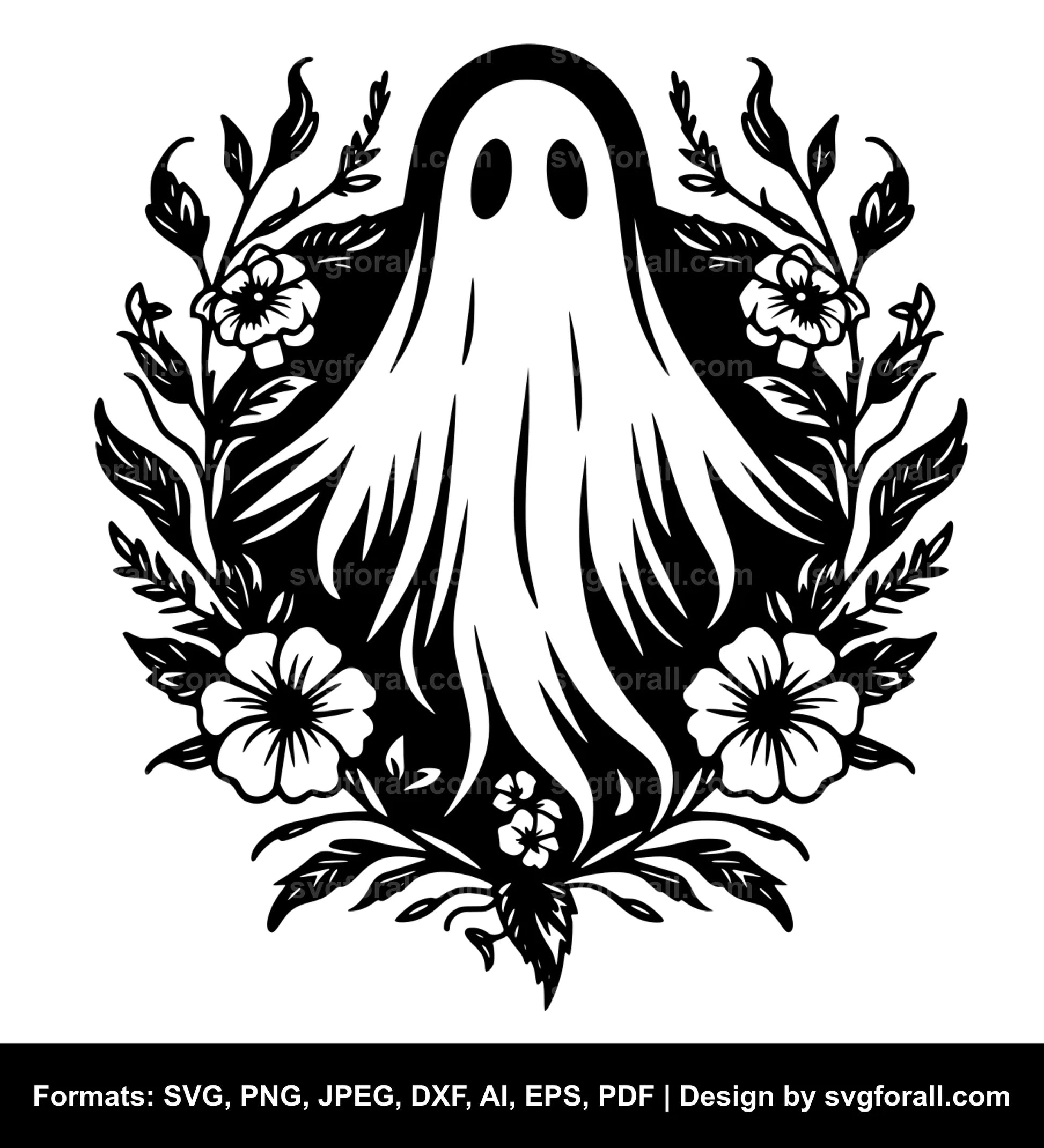 Ghost With Flowers SVG