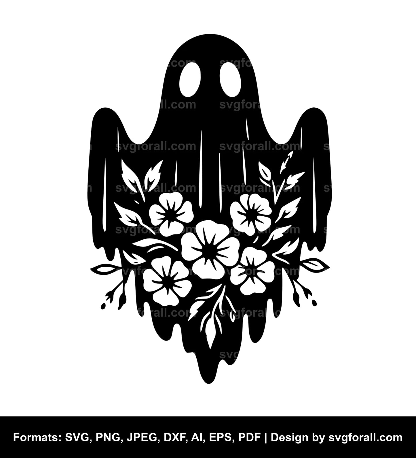 Ghost With Flowers SVG File