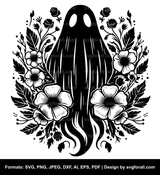 Ghost With Flowers SVG PNG