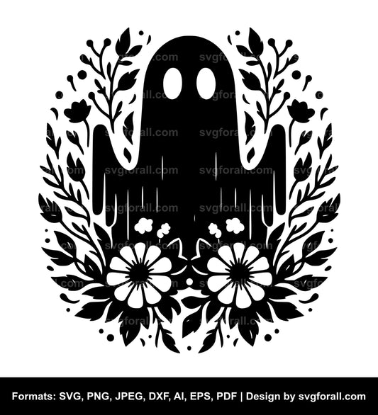 Ghost With Flowers SVG Vector