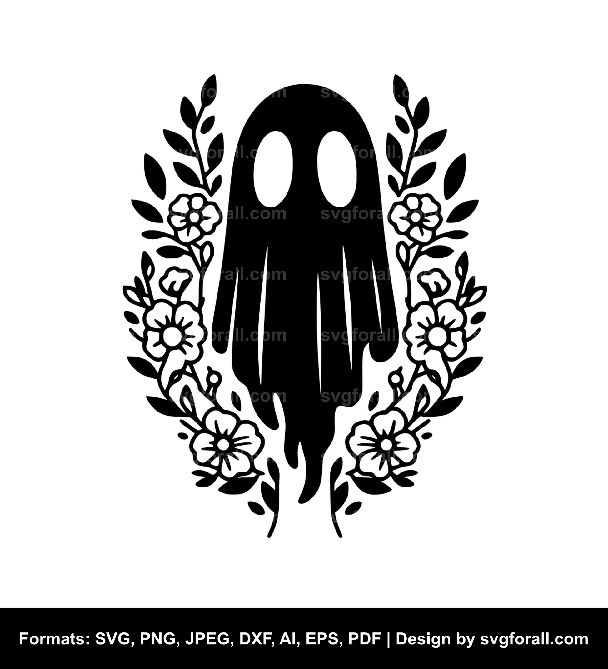 Ghost With Flowers Vector SVG