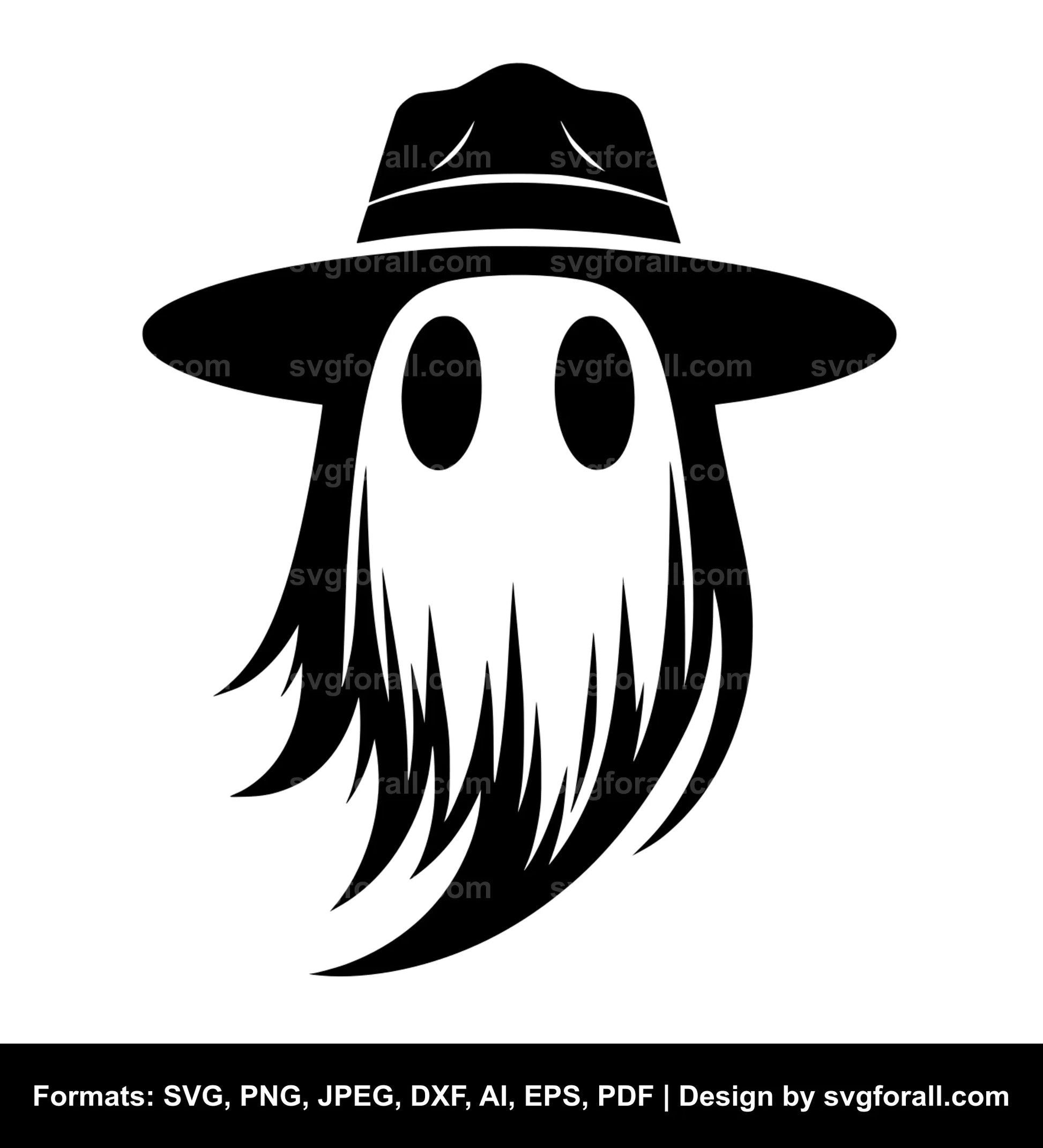 Ghost With Hat Black SVG