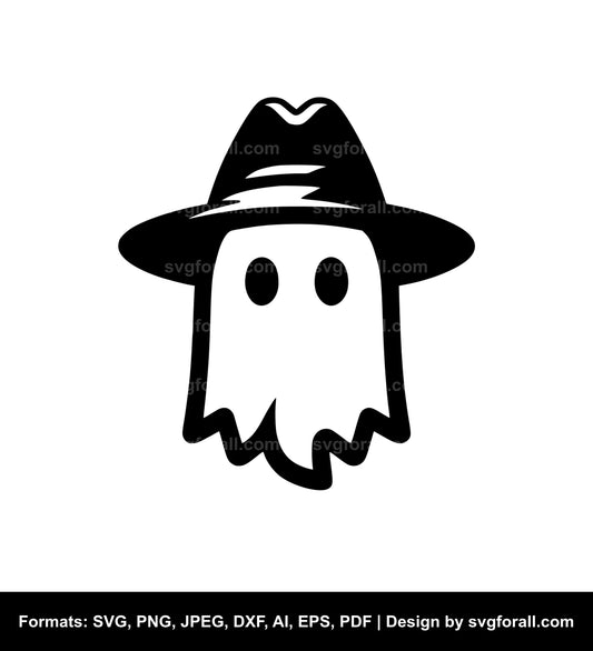 Ghost With Hat Clipart SVG