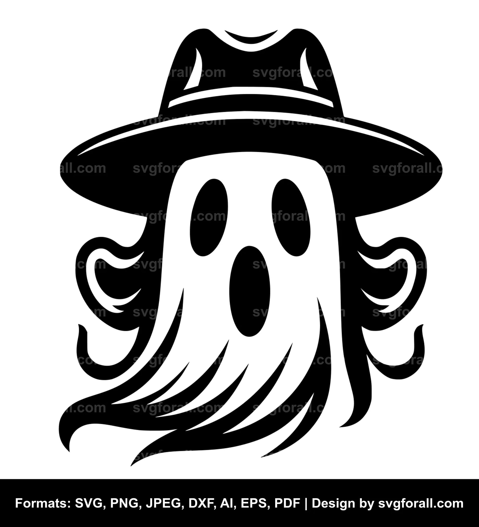 Ghost With Hat SVG Design