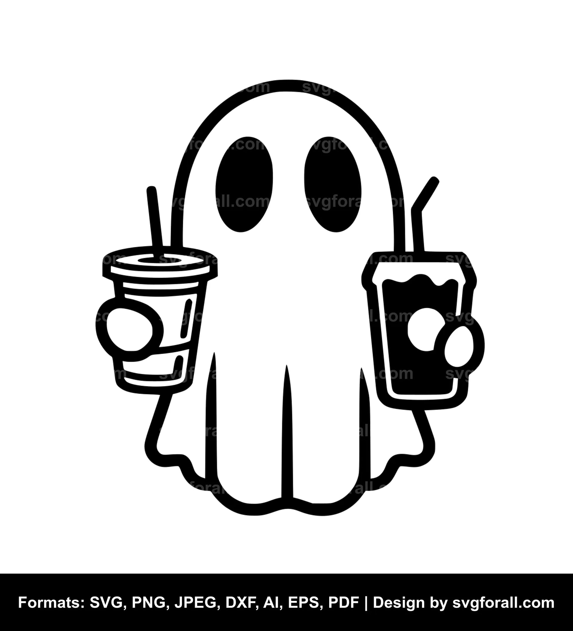 Ghost With Iced Coffee SVG