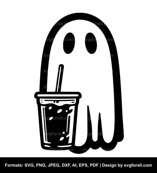 Ghost With Iced Coffee SVG File