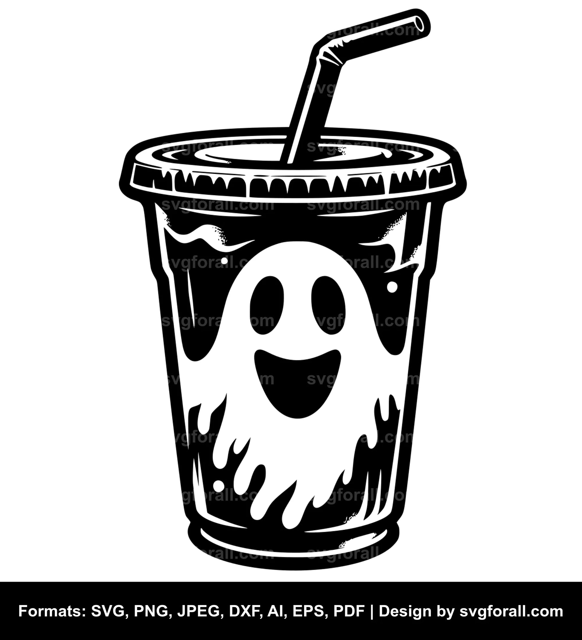 Ghost With Iced Coffee SVG PNG