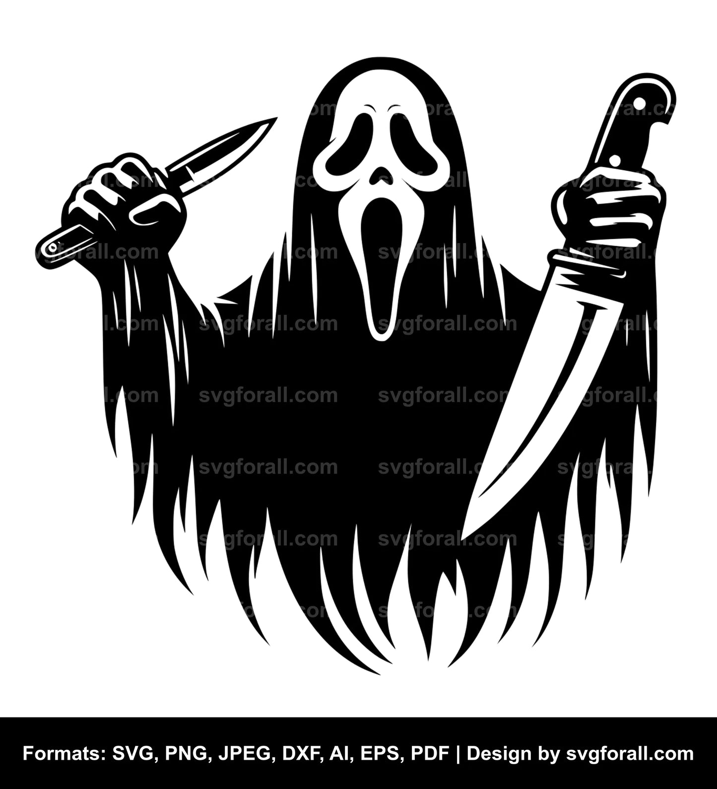 Ghost With Knife Black SVG