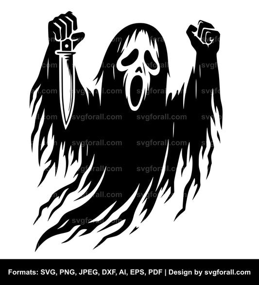 Ghost With Knife Clipart SVG