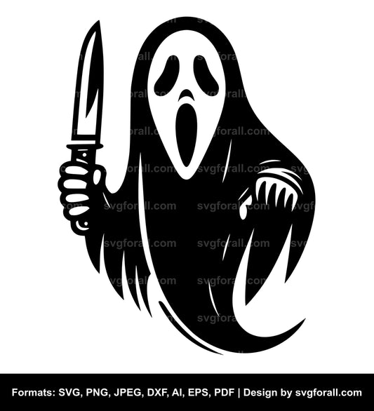 Ghost With Knife SVG Clipart