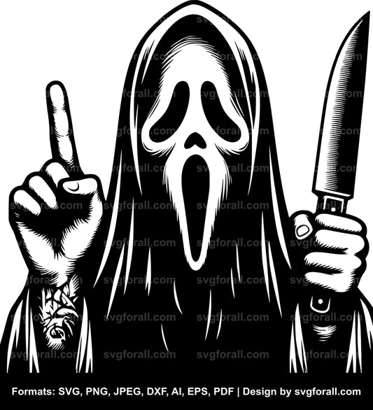 Ghost With Knife SVG Vector