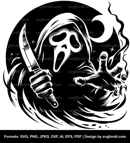 Ghost With Knife Vector SVG