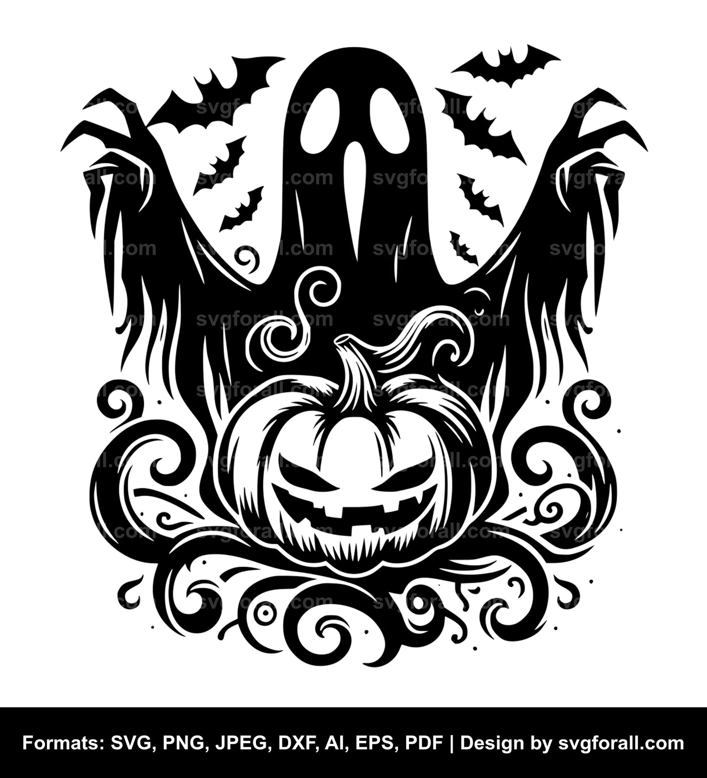 Ghost With Pumpkin SVG Vector