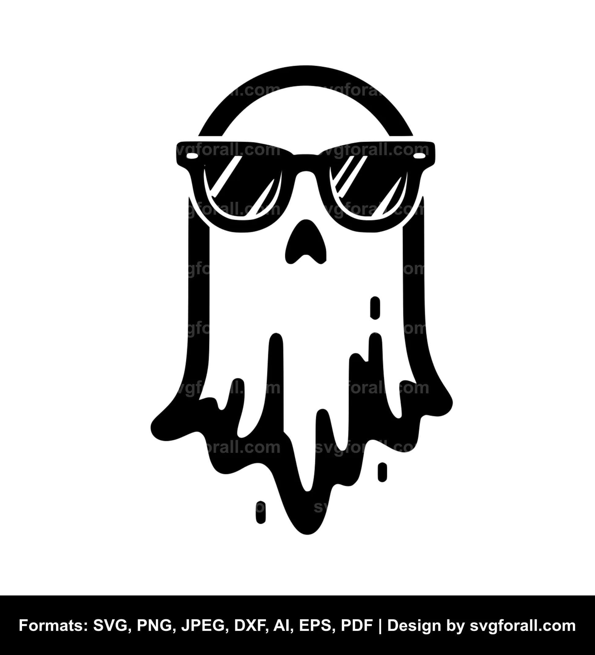 Ghost With Sunglasses Black SVG