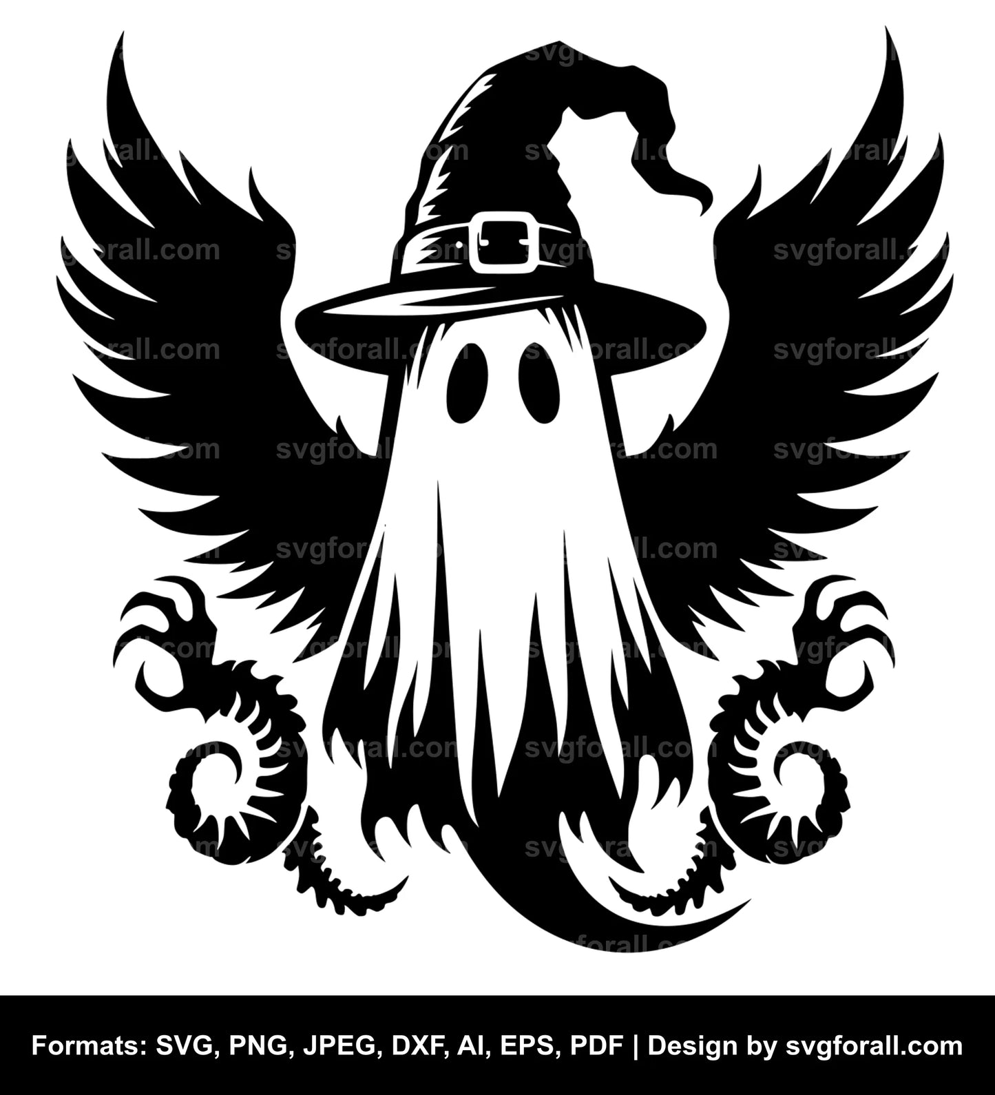 Ghost With Witch Hat Clipart SVG