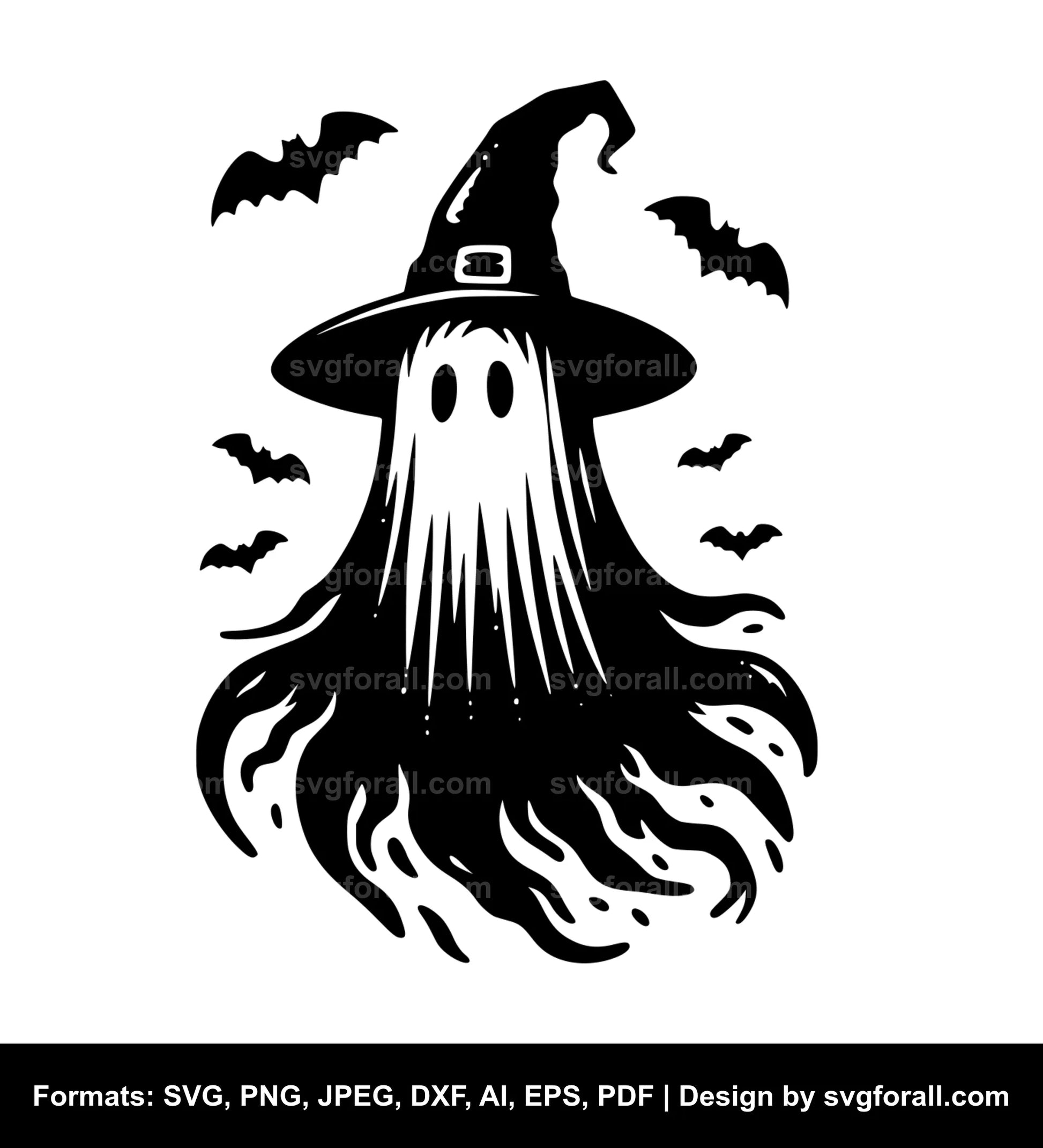 Ghost With Witch Hat Cricut SVG