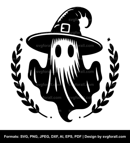 Ghost With Witch Hat SVG Clipart