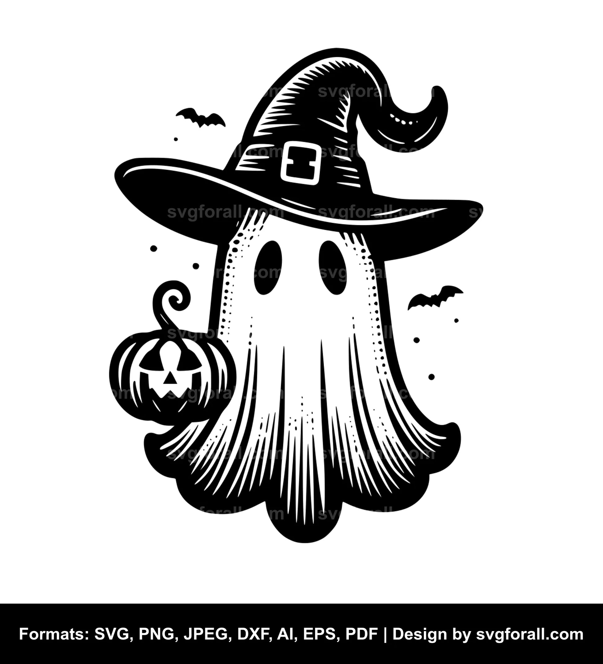 Ghost With Witch Hat SVG Download