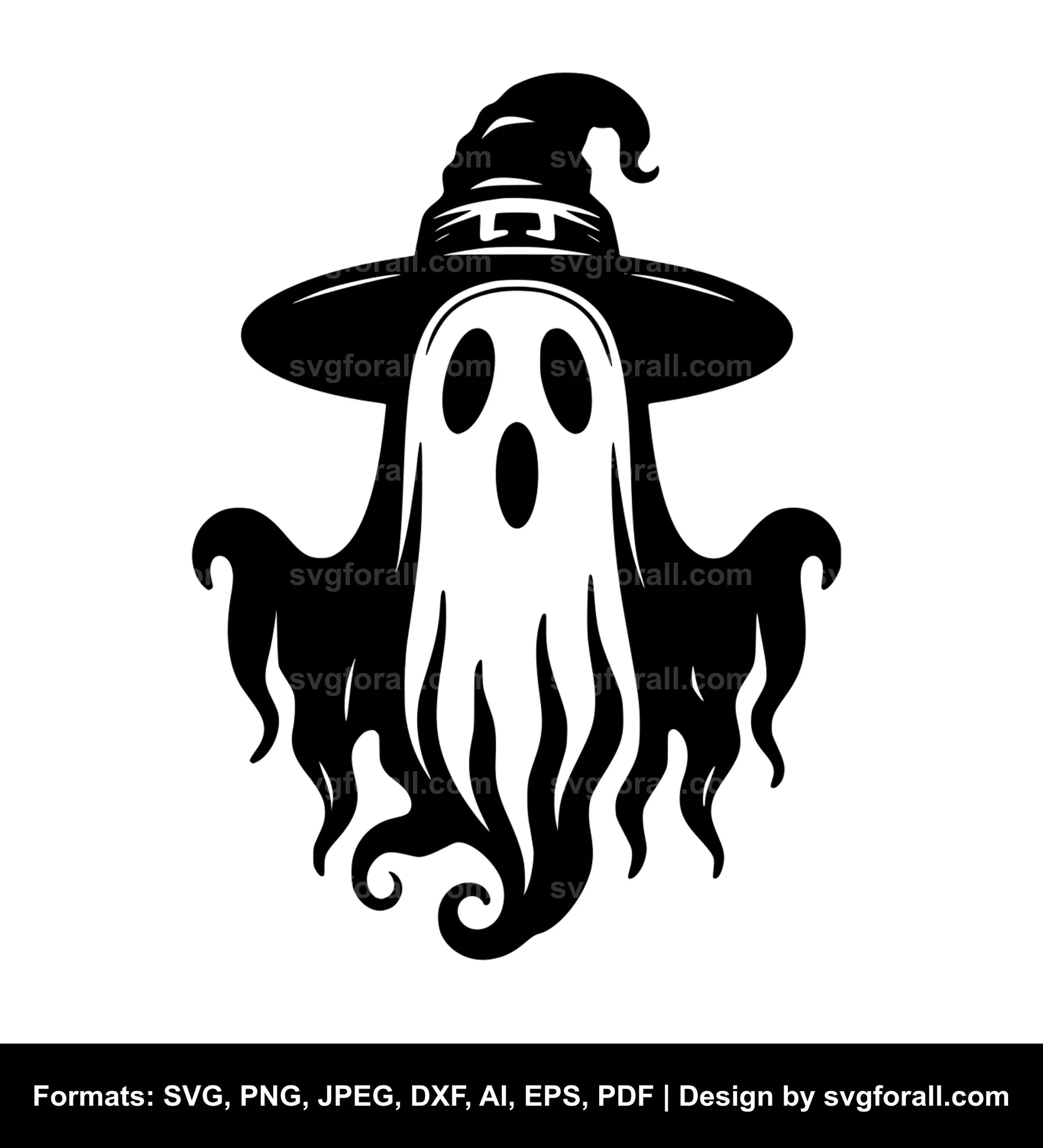 Ghost With Witch Hat SVG File