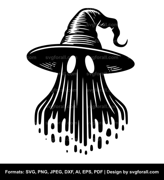 Ghost With Witch Hat SVG PNG