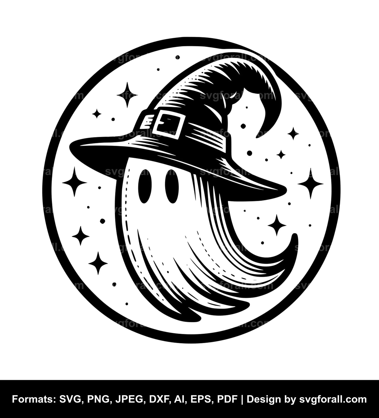 Ghost With Witch Hat SVG Vector