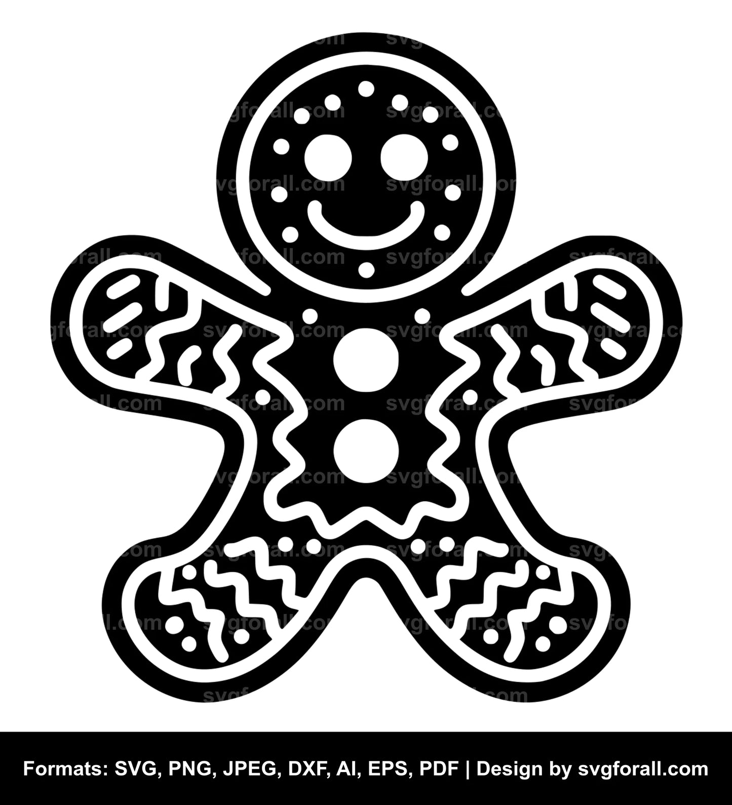 Gingerbread Man Black SVG