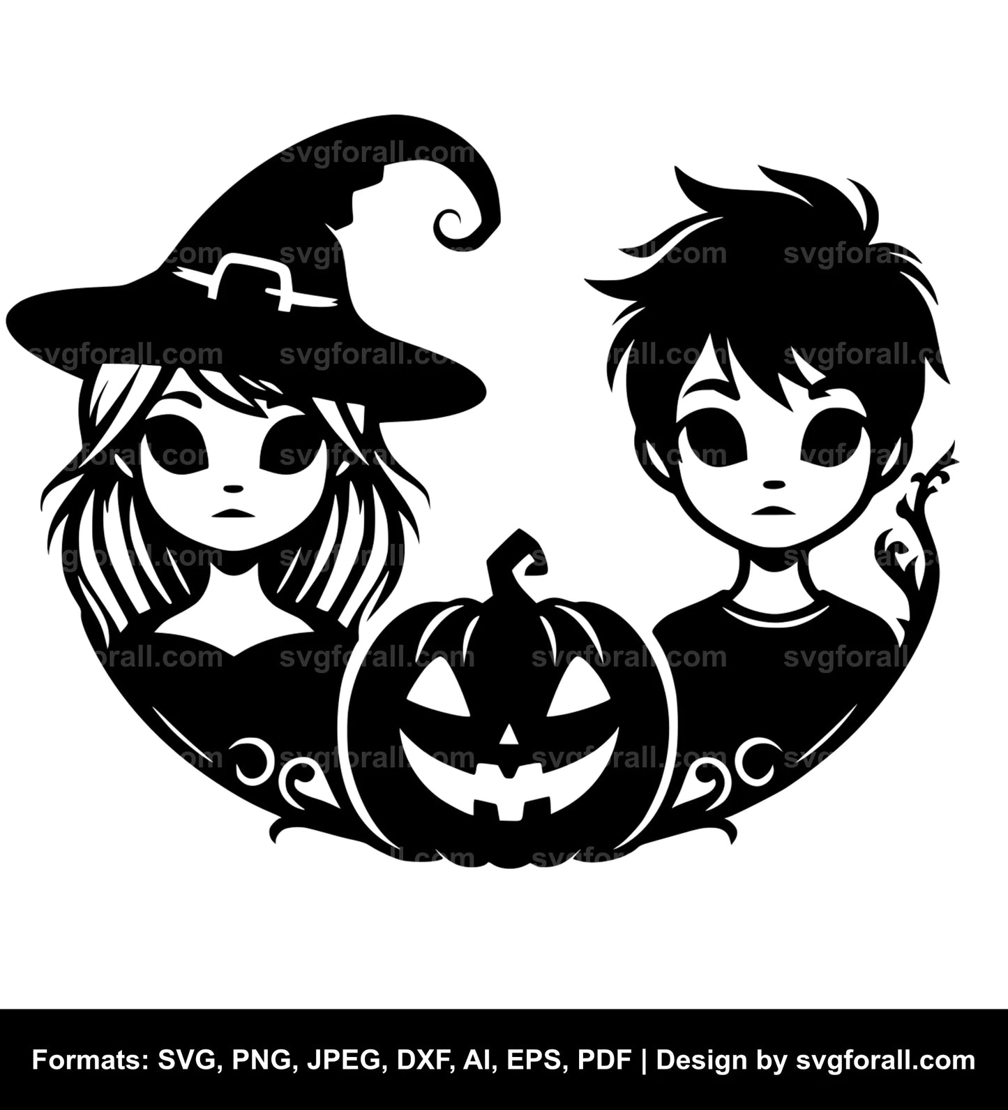 Girl And Boy Halloween SVG