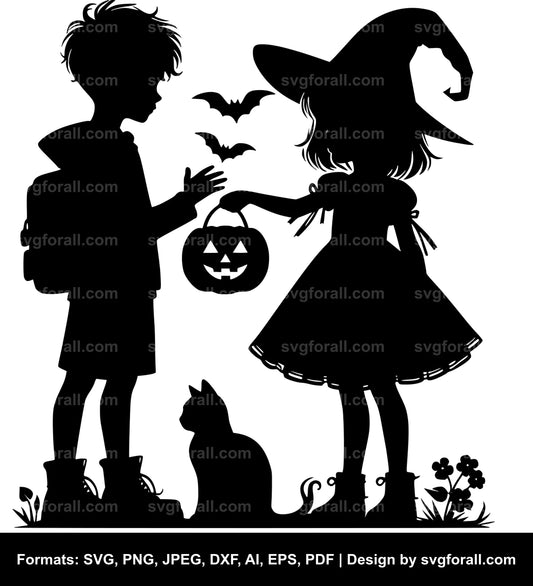 Girl And Boy Halloween SVG File