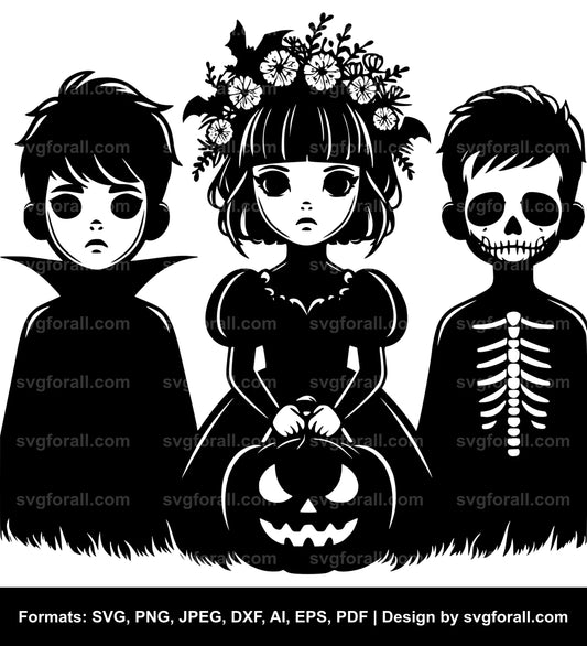 Girl And Boy Halloween Vector SVG