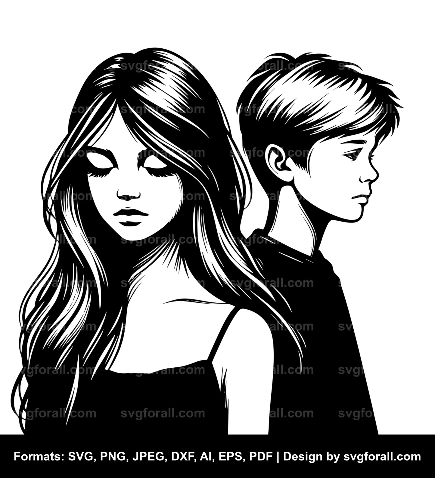 Girl And Boy SVG